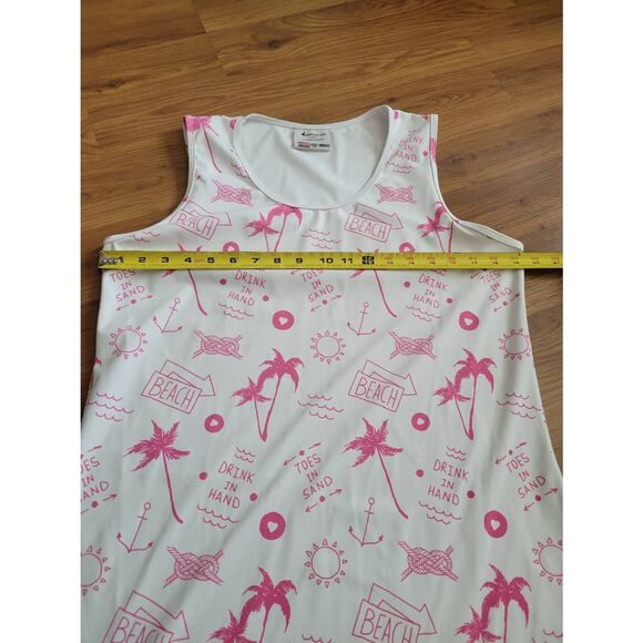 Women's Southeast Salt Sundress/Cover-up Pink and White Tropical Beach Palm Tree - Picture 5 of 6